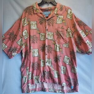 Bermuda‎ Bay 100% silk camp shirt tropical pattern men's size XXL